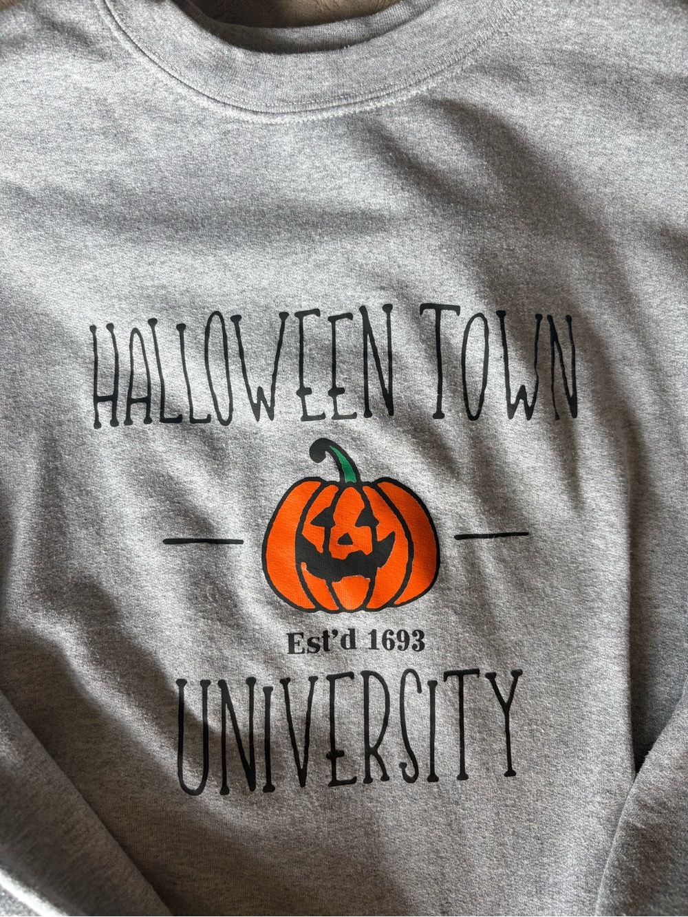 Gray "Halloween Town University" Crewneck Sweatshirt - Picture 2 of 3